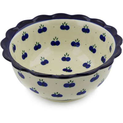 Polish Pottery Scalloped Bowl 8&quot; Wild Blueberry