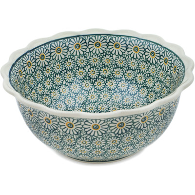Polish Pottery Scalloped Bowl 9&quot; Spring Fling