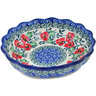 Polish Pottery Scalloped Fluted Bowl 6&quot; Red Pansy