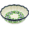 Polish Pottery Scalloped Fluted Bowl 8&quot; Daisies Wreath UNIKAT