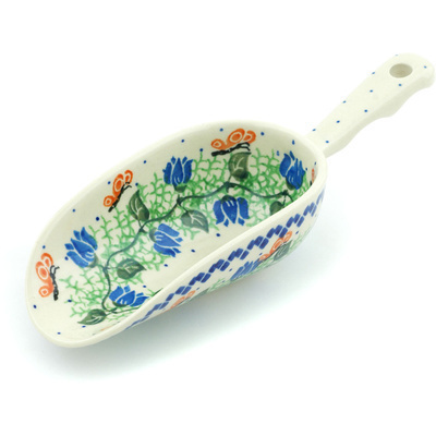Polish Pottery Scoop 9&quot; Butterfly In The Tulips