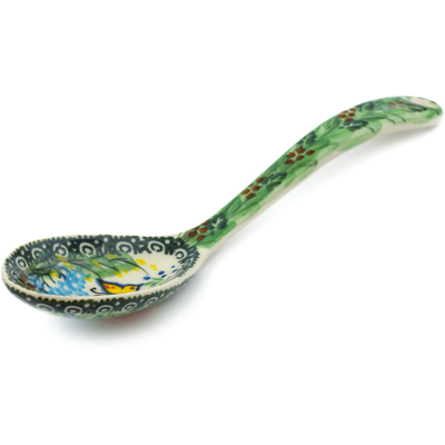 Polish Pottery Serving Spoon 9&quot; Spring Garden UNIKAT