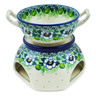 Polish Pottery Set for Fondue Green Flora