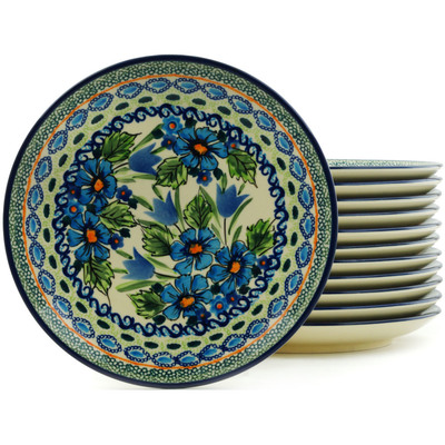 Polish Pottery Set of 12 Plates 7&quot; Evangeline UNIKAT
