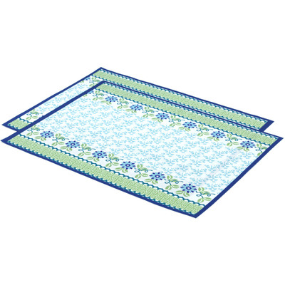 Polyester Set of 2 Placemats 16&quot; Blue Dahlia
