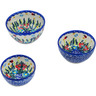 Polish Pottery Set of 3 Nesting Bowls Spring  Garden Berries UNIKAT