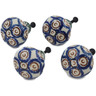 Polish Pottery Set of 4 Drawer Pull Knobs 1-1/2 inch Green Apple