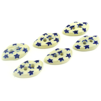 Polish Pottery Set of 6 Buttons 1&quot;