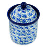 Polish Pottery Small Canister 6&quot; Blue Olive Waves