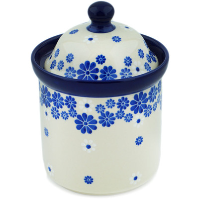 Polish Pottery Small Canister 6&quot; Cobalt Lace