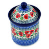Polish Pottery Small Canister 6&quot; Red Pansy