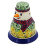 Polish Pottery Snowman Candle Holder 5&quot; Sunshine Grotto UNIKAT
