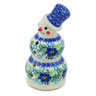 Polish Pottery Snowman Figurine 6&quot; Blue Floral Day UNIKAT