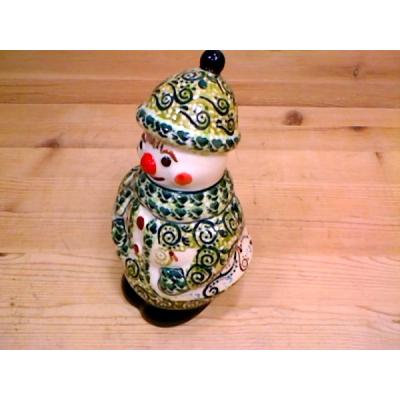 Polish Pottery Snowman Figurine 7&quot;