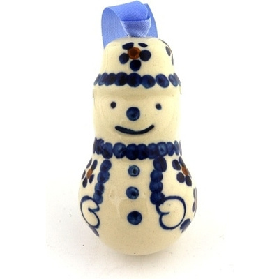 Polish Pottery Snowman Ornament 3&quot; Five Dot Daisy