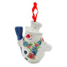 Polish Pottery Snowman Ornament With Bell 4&quot; Springtime Wreath