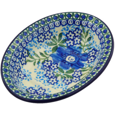 Polish Pottery Soap Dish 5&quot; Garden Blues UNIKAT