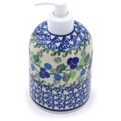 Polish Pottery Soap Dispenser 5&quot; Blue Berry Garland
