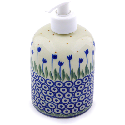 Polish Pottery Soap Dispenser 5&quot; Water Tulip