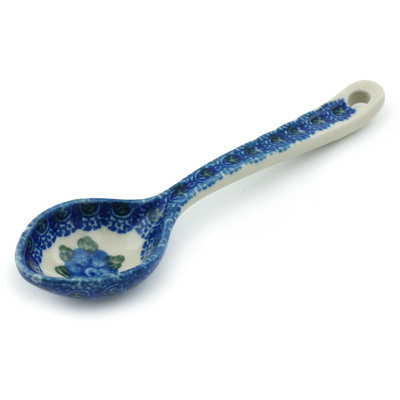 Polish Pottery Spoon 6&quot; Blue Poppies
