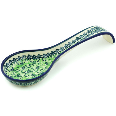 Polish Pottery Spoon Rest 12&quot; Sea Of Green