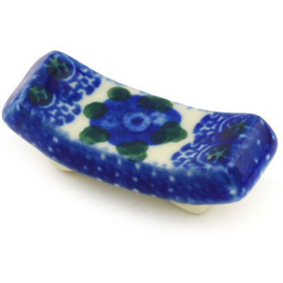 Polish Pottery Spoon Rest 2&quot; Blue Poppies