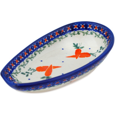 Polish Pottery Spoon Rest 5&quot; Carrot Delight