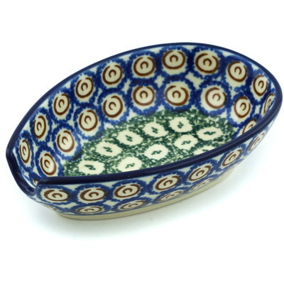 Polish Pottery Spoon Rest 5&quot; Green Apple