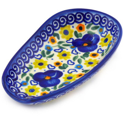 Polish Pottery Spoon Rest 5&quot; Patches Of Love UNIKAT