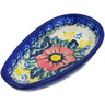 Polish Pottery Spoon Rest 5&quot; Red Daisy Delight