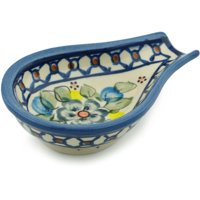Polish Pottery Spoon Rest 5&quot; Soft And Sweet UNIKAT