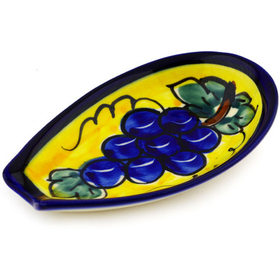 Polish Pottery Spoon Rest 5&quot; Tuscan Grapes