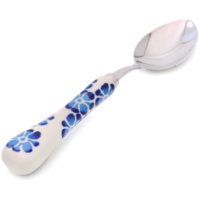 Polish Pottery Stainless Steel Spoon 8&quot; Tropical Blues