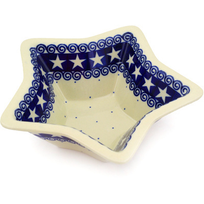 Polish Pottery Star Shaped Bowl 8&quot; Swirling Stars