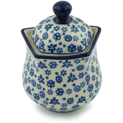 Polish Pottery Sugar Bowl 10 oz Blue Confetti
