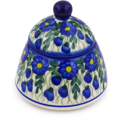 Polish Pottery Sugar Bowl 10 oz Blue Velvet Gardens