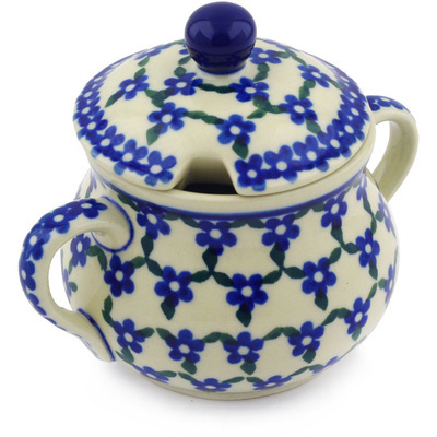 Polish Pottery Sugar Bowl 7 oz Blue Mandala