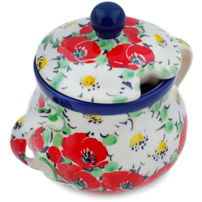 Polish Pottery Sugar Bowl 7 oz Spring Blossom Harmony UNIKAT