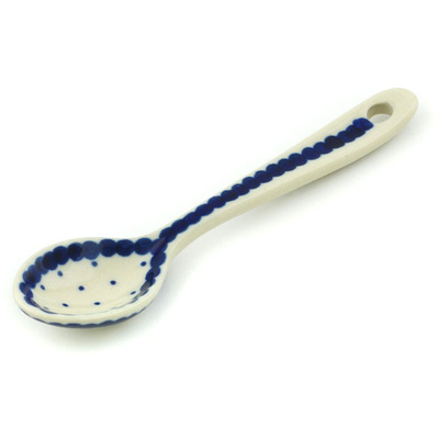 Polish Pottery Sugar Spoon Blue Polka Dot