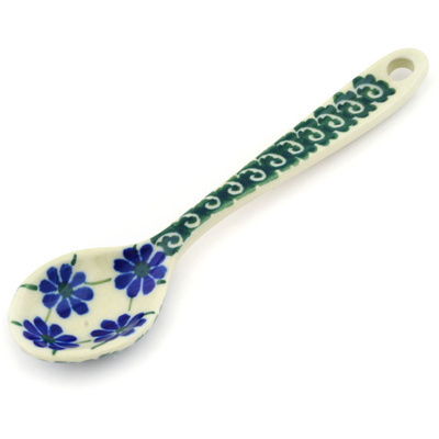 Polish Pottery Sugar Spoon Quilted Diasy