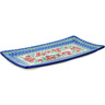 Polish Pottery Sushi Tray 12&quot; Red Pansy