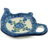 Polish Pottery Tea Bag or Lemon Plate 5&quot; Blue Poppies