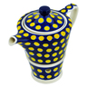 Polish Pottery Tea or Coffe Pot with Heater 14 oz Yellow Dots