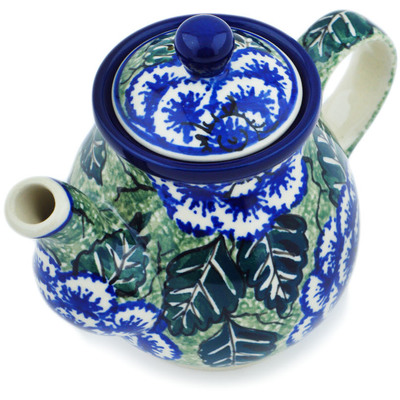 Polish Pottery Tea or Coffee Pot 13 oz Butterblue UNIKAT
