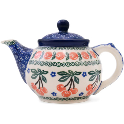 Polish Pottery Tea or Coffee Pot 13 oz Cherries Jubilee