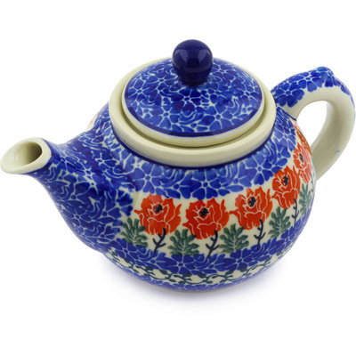 Polish Pottery Tea or Coffee Pot 13 oz Fragrant Peony