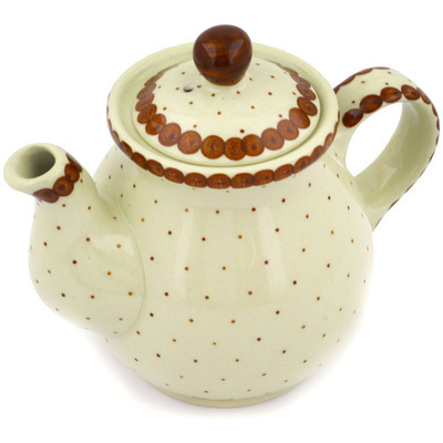 Polish Pottery Tea or Coffee Pot 13 oz Mocha Love