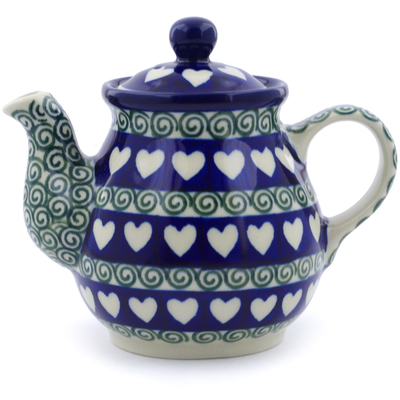 Polish Pottery Tea or Coffee Pot 13 oz My Heart Belongs To You