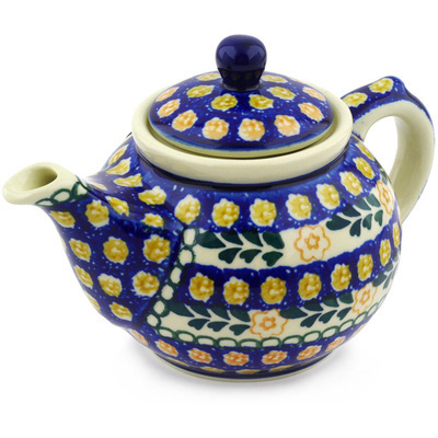 Polish Pottery Tea or Coffee Pot 13 oz Wild Wreath