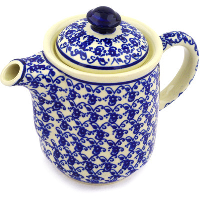 Polish Pottery Tea or Coffee Pot 16 oz Aegean Sea